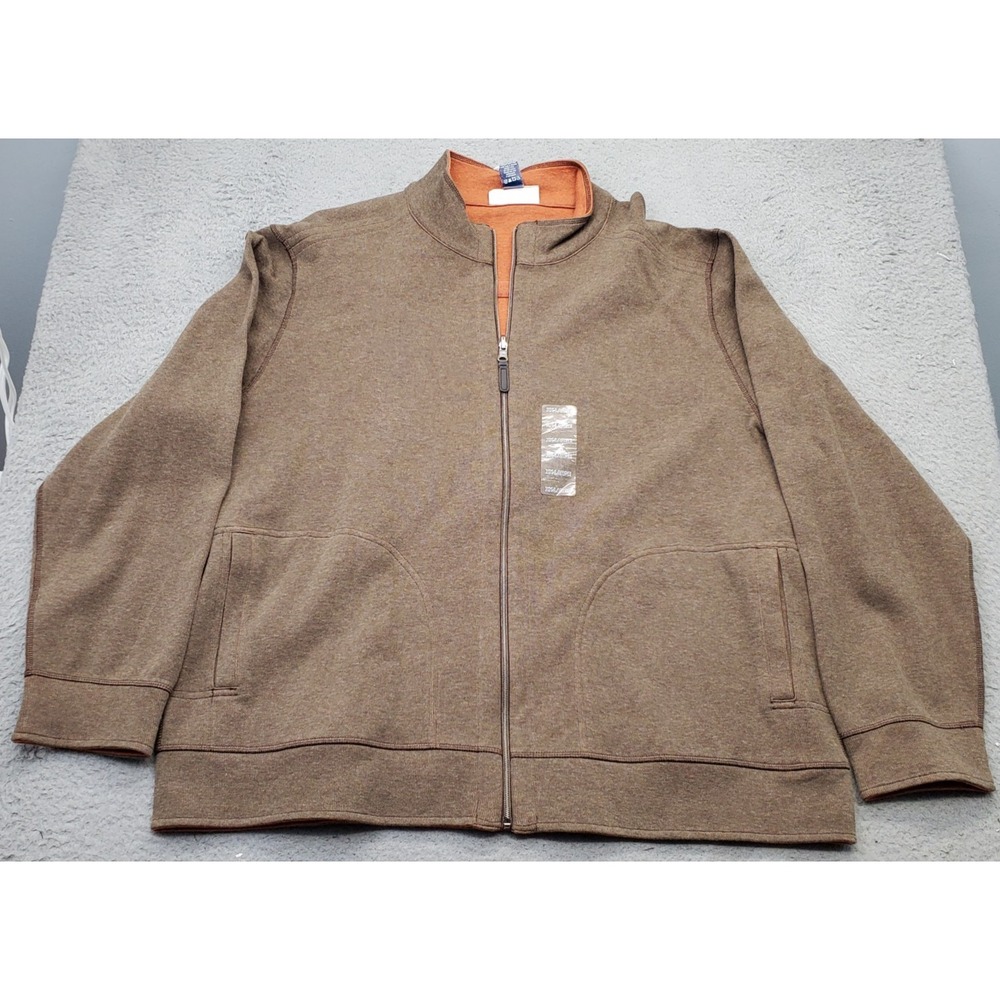 Bahama Bay Club‎ Reversible Jacket Mens XXL Brown Relaxed Fit Long Sleeve Zip Up